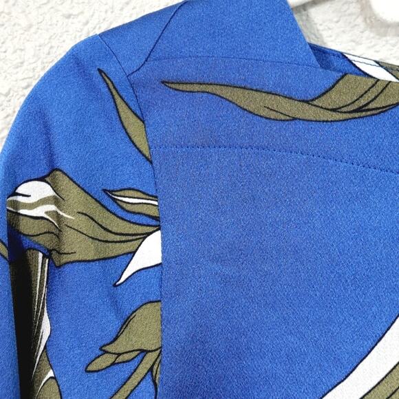 Ann Taylor Women’s Blouse Executive Boho Capsule XS Blue Floral Cuff Sleeve Work - Picture 5 of 9